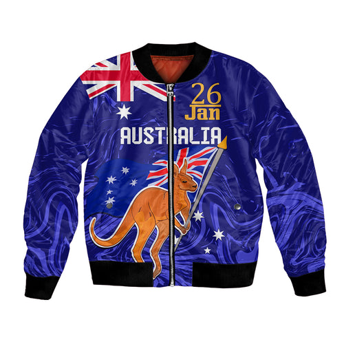Proud To Be Australia Day Bomber Jacket Kangaroo with Flag Color