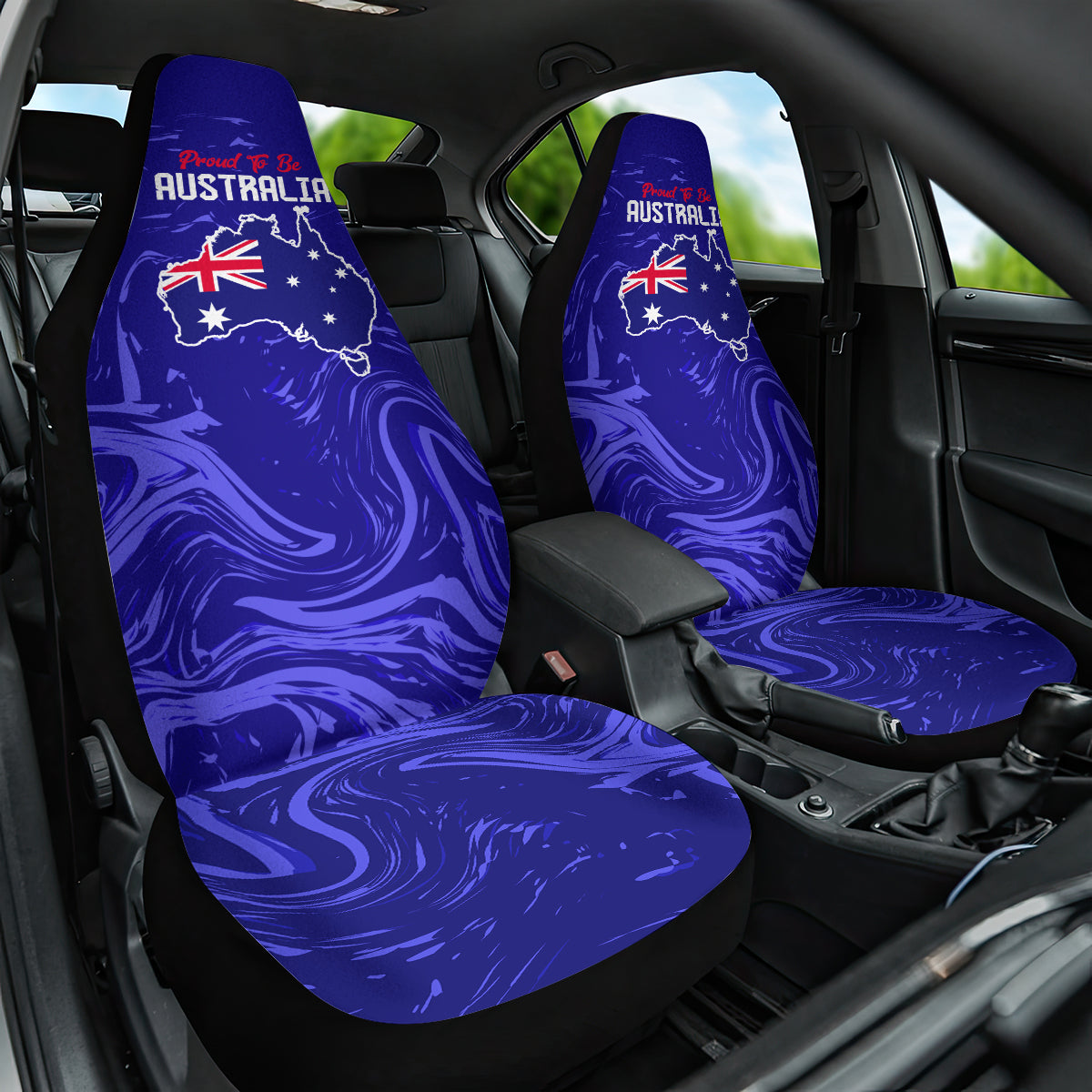 Proud To Be Australia Day Car Seat Cover Kangaroo with Flag Color