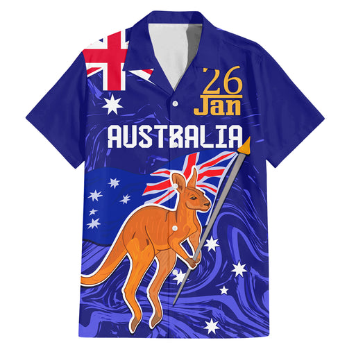 Proud To Be Australia Day Family Matching Mermaid Dress and Hawaiian Shirt Kangaroo with Flag Color