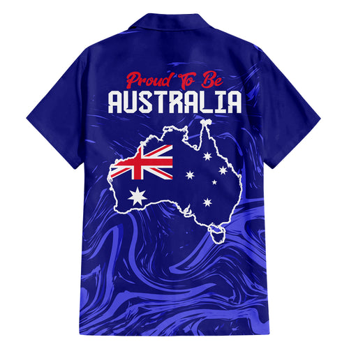 Proud To Be Australia Day Family Matching Off Shoulder Short Dress and Hawaiian Shirt Kangaroo with Flag Color
