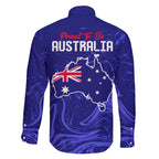 Proud To Be Australia Day Family Matching Off Shoulder Short Dress and Hawaiian Shirt Kangaroo with Flag Color