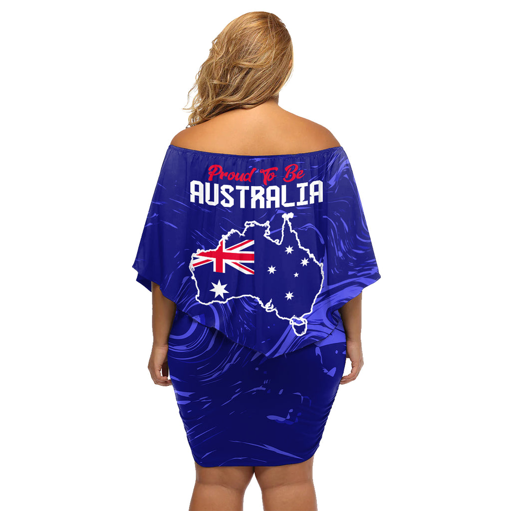 Proud To Be Australia Day Family Matching Off Shoulder Short Dress and Hawaiian Shirt Kangaroo with Flag Color