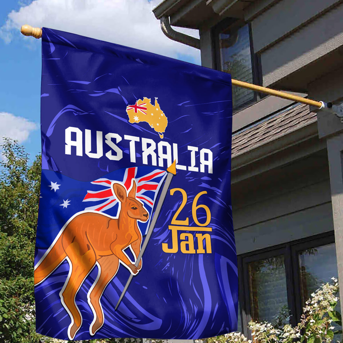 Proud To Be Australia Day Garden Flag Kangaroo with Flag Color
