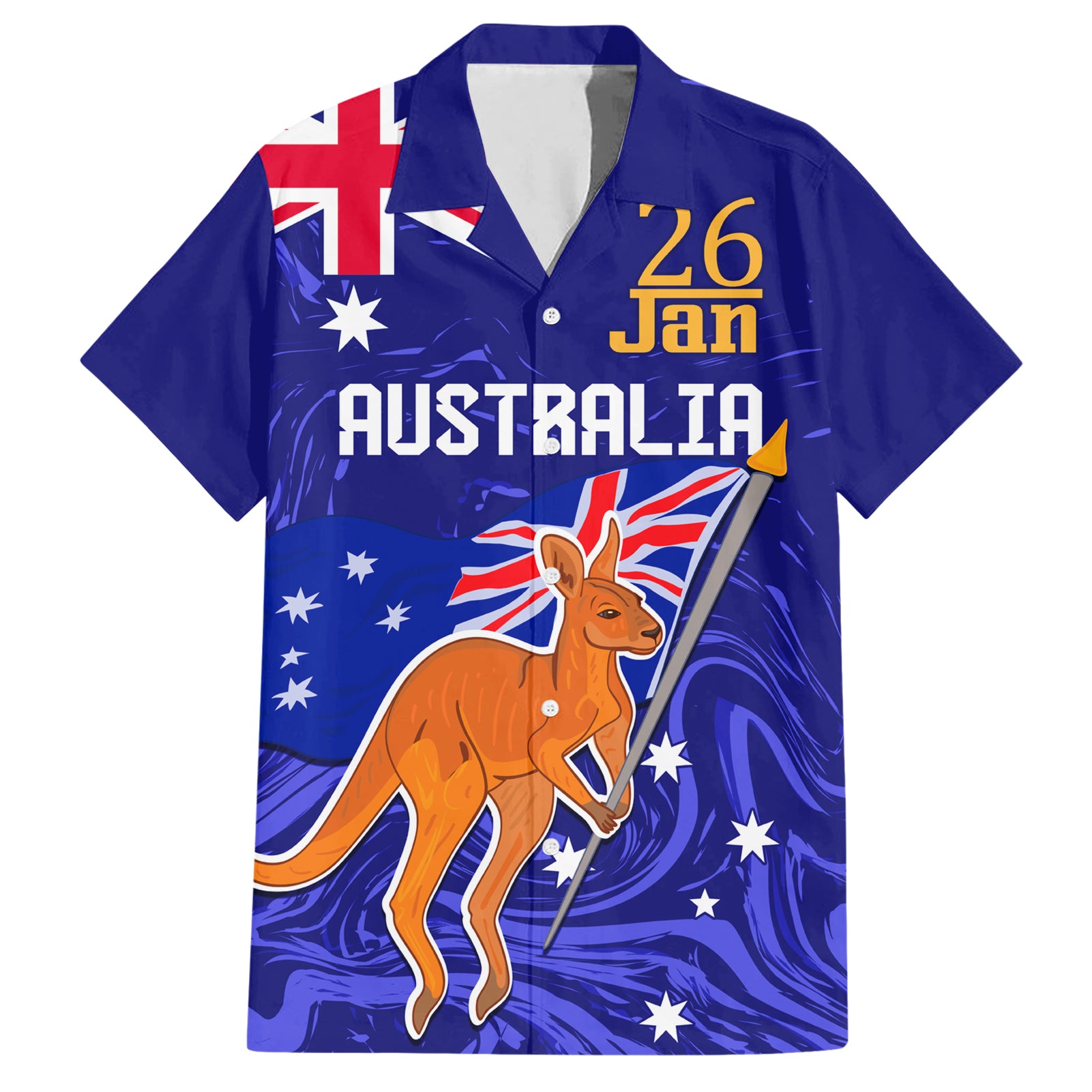 Proud To Be Australia Day Hawaiian Shirt Kangaroo with Flag Color