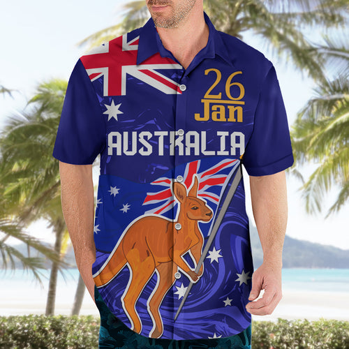 Proud To Be Australia Day Hawaiian Shirt Kangaroo with Flag Color