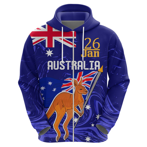 Proud To Be Australia Day Hoodie Kangaroo with Flag Color