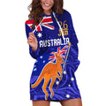Proud To Be Australia Day Hoodie Dress Kangaroo with Flag Color