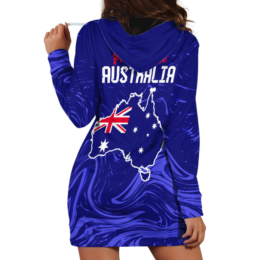 Proud To Be Australia Day Hoodie Dress Kangaroo with Flag Color