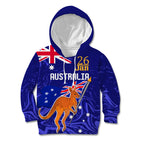 Proud To Be Australia Day Kid Hoodie Kangaroo with Flag Color