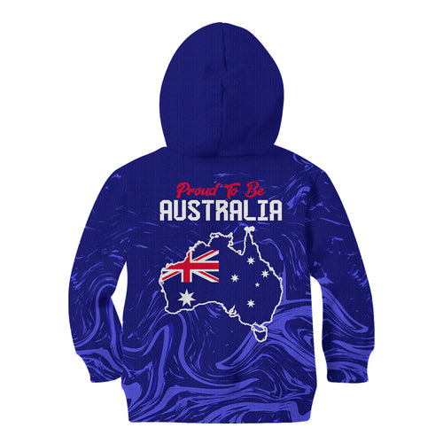 Proud To Be Australia Day Kid Hoodie Kangaroo with Flag Color