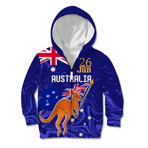 Proud To Be Australia Day Kid Hoodie Kangaroo with Flag Color
