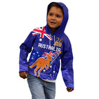Proud To Be Australia Day Kid Hoodie Kangaroo with Flag Color