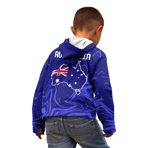 Proud To Be Australia Day Kid Hoodie Kangaroo with Flag Color