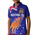Proud To Be Australia Day Kid Polo Shirt Kangaroo with Flag Color
