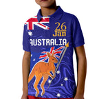 Proud To Be Australia Day Kid Polo Shirt Kangaroo with Flag Color