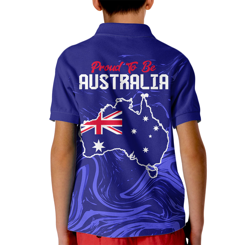 Proud To Be Australia Day Kid Polo Shirt Kangaroo with Flag Color