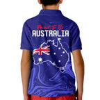 Proud To Be Australia Day Kid Polo Shirt Kangaroo with Flag Color