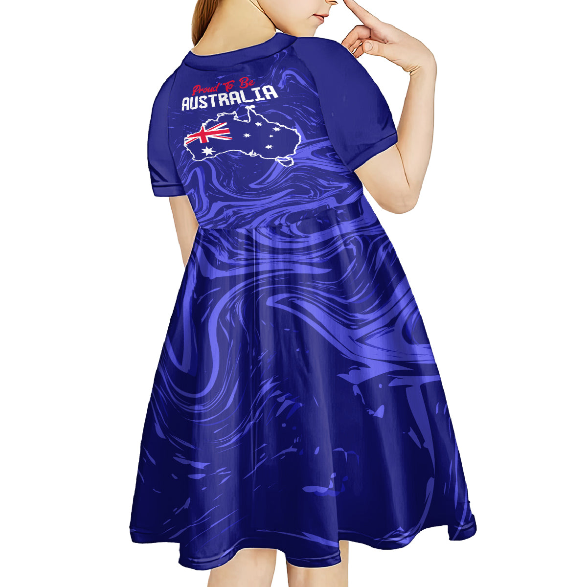 Proud To Be Australia Day Kid Short Sleeve Dress Kangaroo with Flag Color