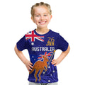 Proud To Be Australia Day Kid T Shirt Kangaroo with Flag Color