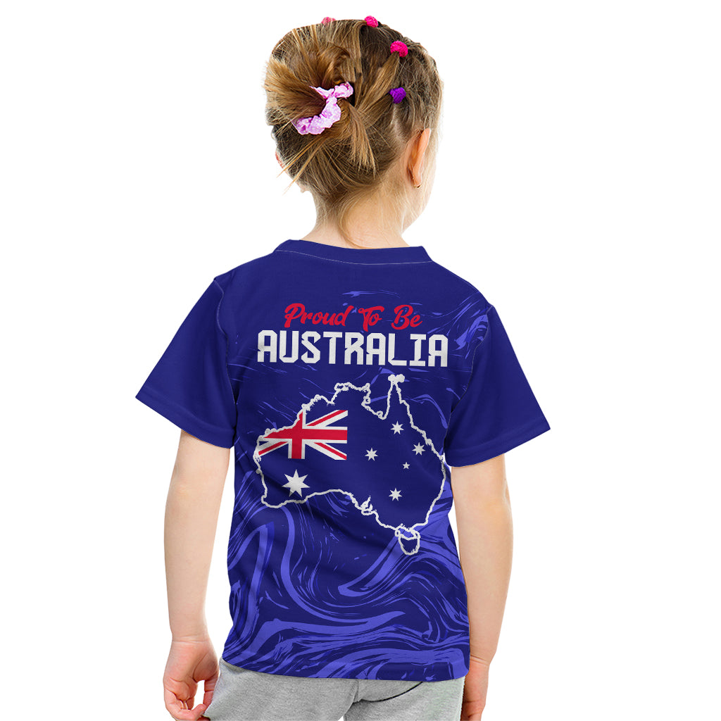 Proud To Be Australia Day Kid T Shirt Kangaroo with Flag Color