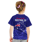 Proud To Be Australia Day Kid T Shirt Kangaroo with Flag Color