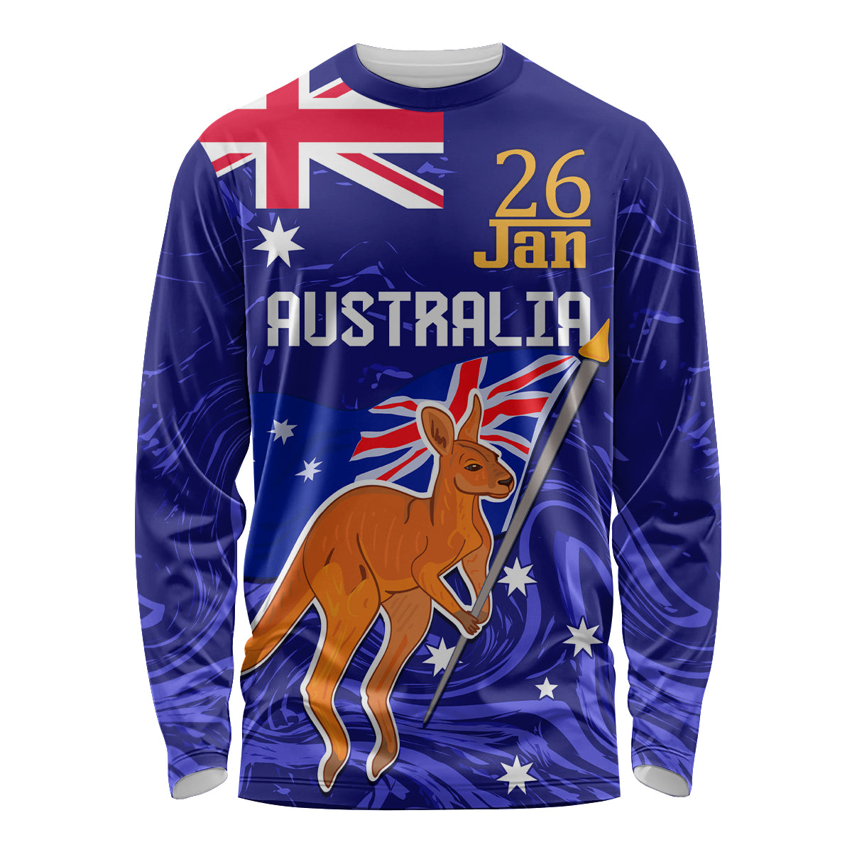 Proud To Be Australia Day Long Sleeve Shirt Kangaroo with Flag Color
