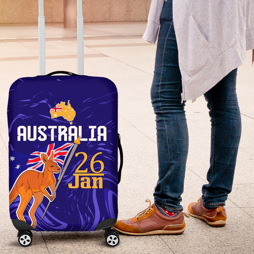 Proud To Be Australia Day Luggage Cover Kangaroo with Flag Color