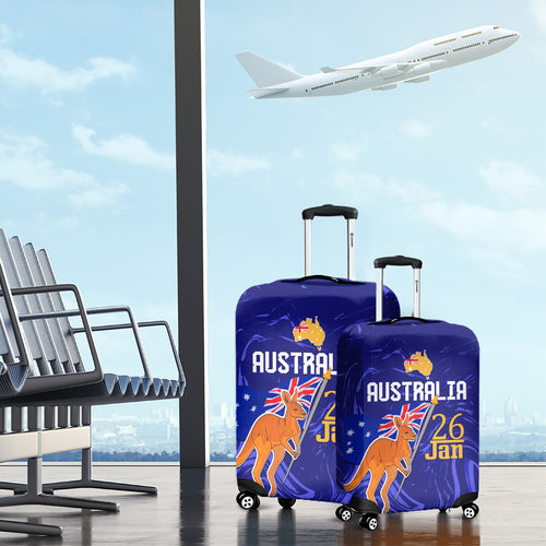 Proud To Be Australia Day Luggage Cover Kangaroo with Flag Color