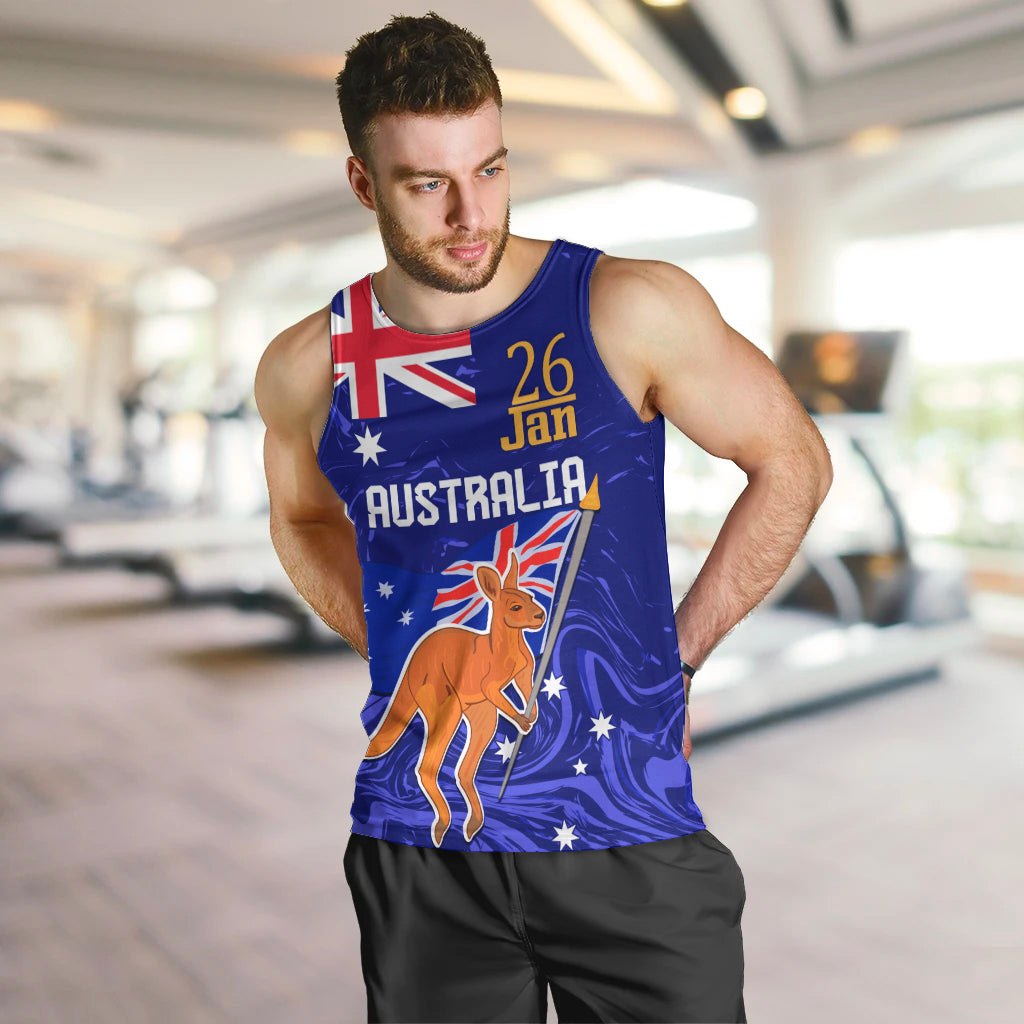 Proud To Be Australia Day Men Tank Top Kangaroo with Flag Color