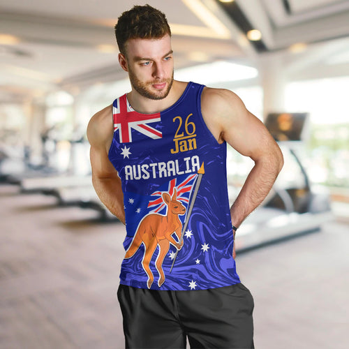 Proud To Be Australia Day Men Tank Top Kangaroo with Flag Color
