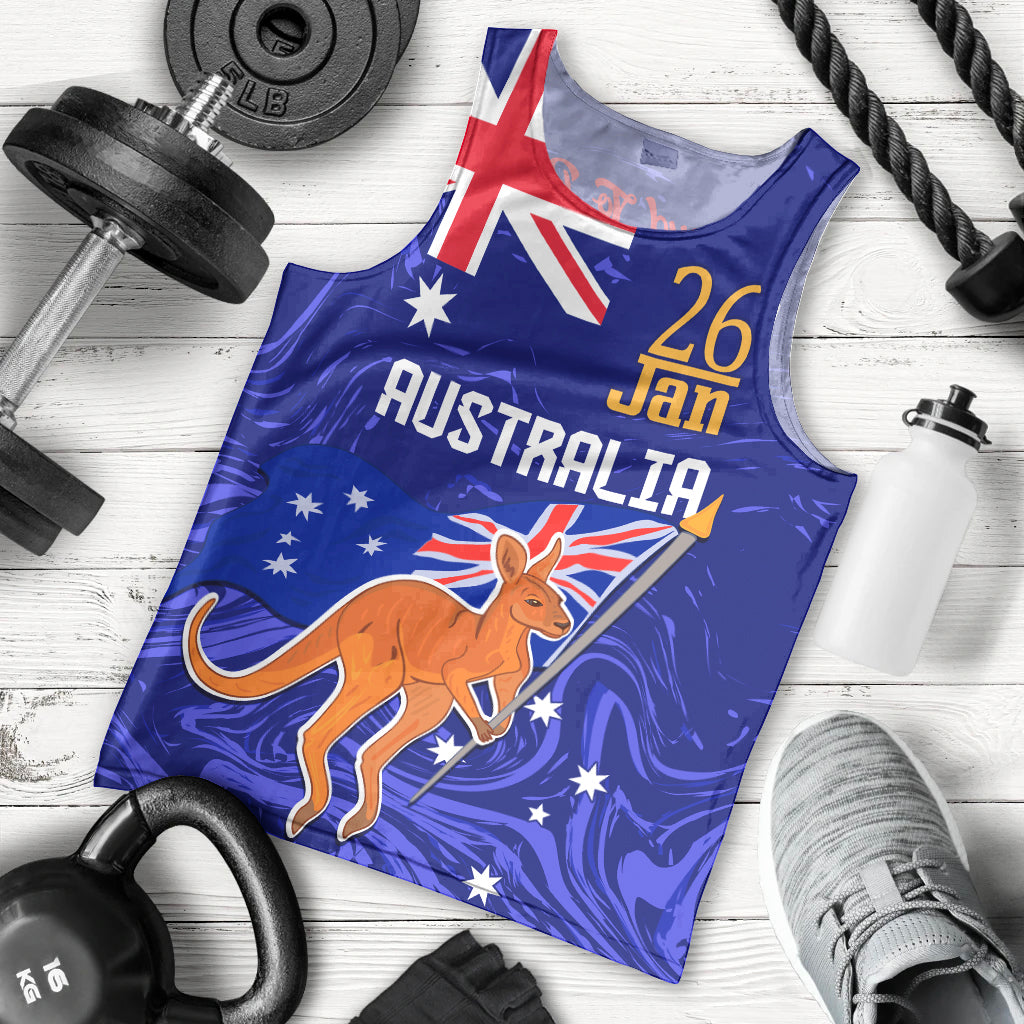 Proud To Be Australia Day Men Tank Top Kangaroo with Flag Color