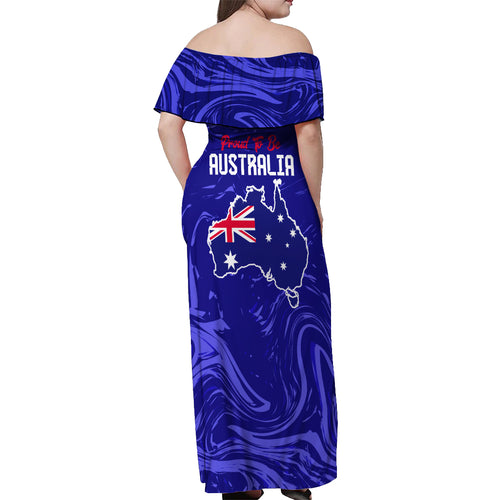 Proud To Be Australia Day Off Shoulder Maxi Dress Kangaroo with Flag Color