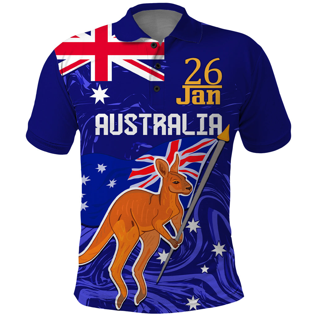 Proud To Be Australia Day Polo Shirt Kangaroo with Flag Color