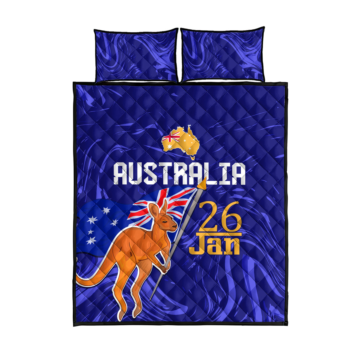 Proud To Be Australia Day Quilt Bed Set Kangaroo with Flag Color