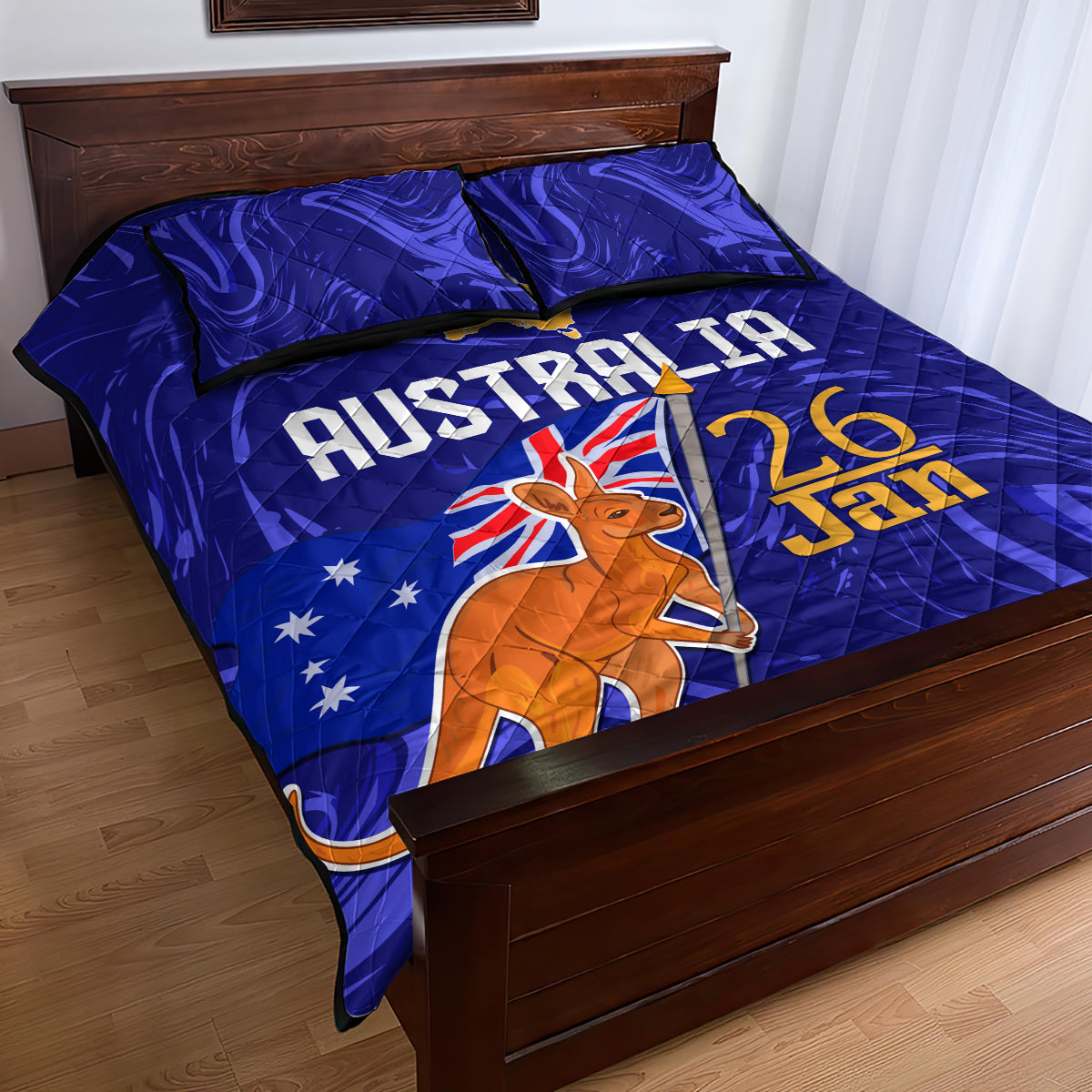 Proud To Be Australia Day Quilt Bed Set Kangaroo with Flag Color