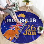 Proud To Be Australia Day Round Carpet Kangaroo with Flag Color