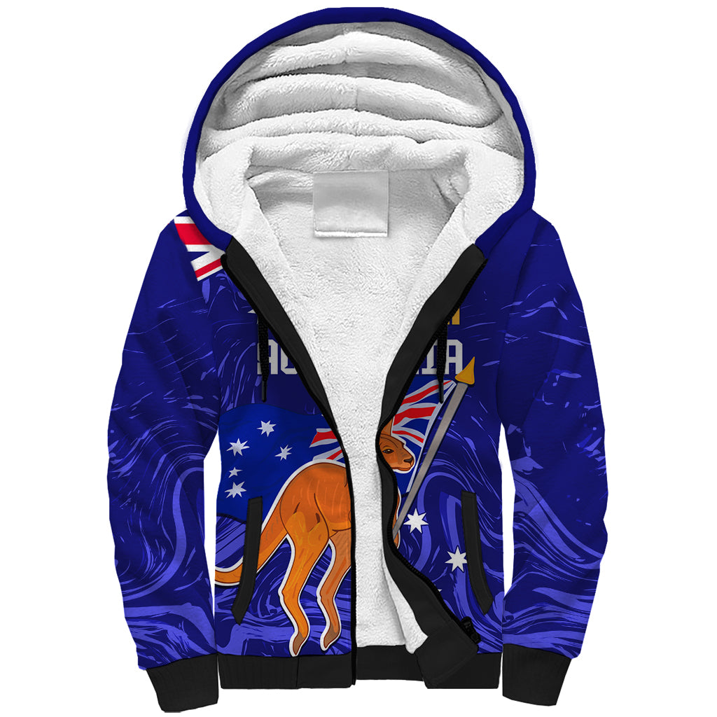 Proud To Be Australia Day Sherpa Hoodie Kangaroo with Flag Color