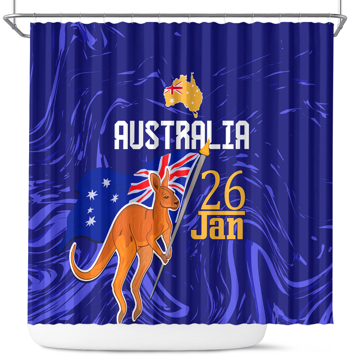 Proud To Be Australia Day Shower Curtain Kangaroo with Flag Color