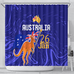 Proud To Be Australia Day Shower Curtain Kangaroo with Flag Color