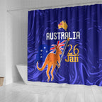 Proud To Be Australia Day Shower Curtain Kangaroo with Flag Color