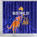 Proud To Be Australia Day Shower Curtain Kangaroo with Flag Color