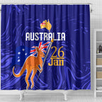 Proud To Be Australia Day Shower Curtain Kangaroo with Flag Color