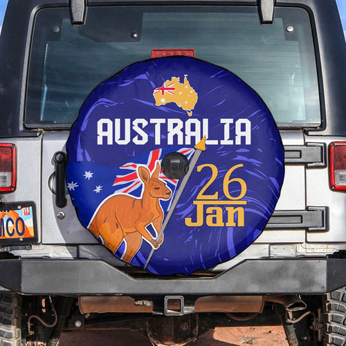 Proud To Be Australia Day Spare Tire Cover Kangaroo with Flag Color