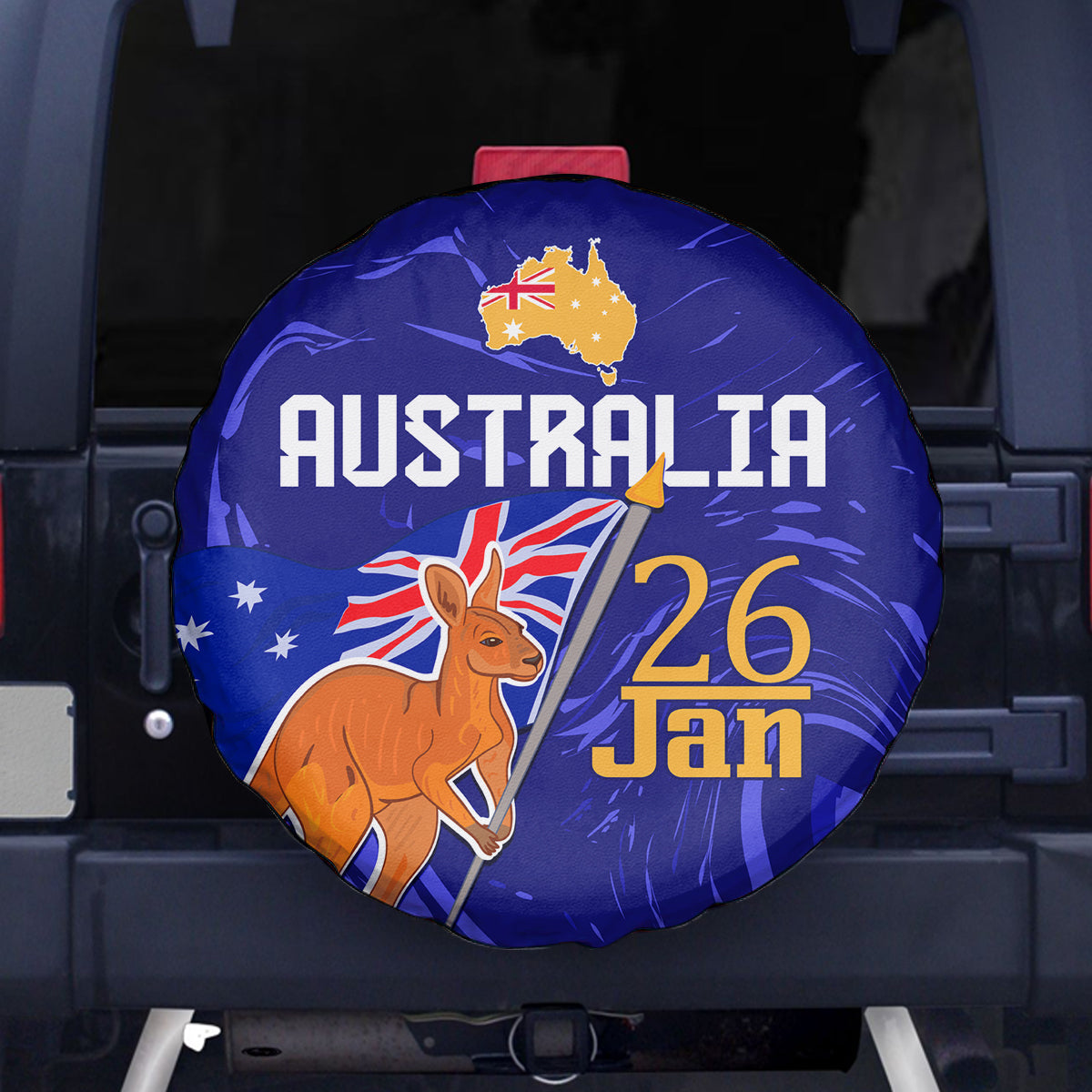 Proud To Be Australia Day Spare Tire Cover Kangaroo with Flag Color