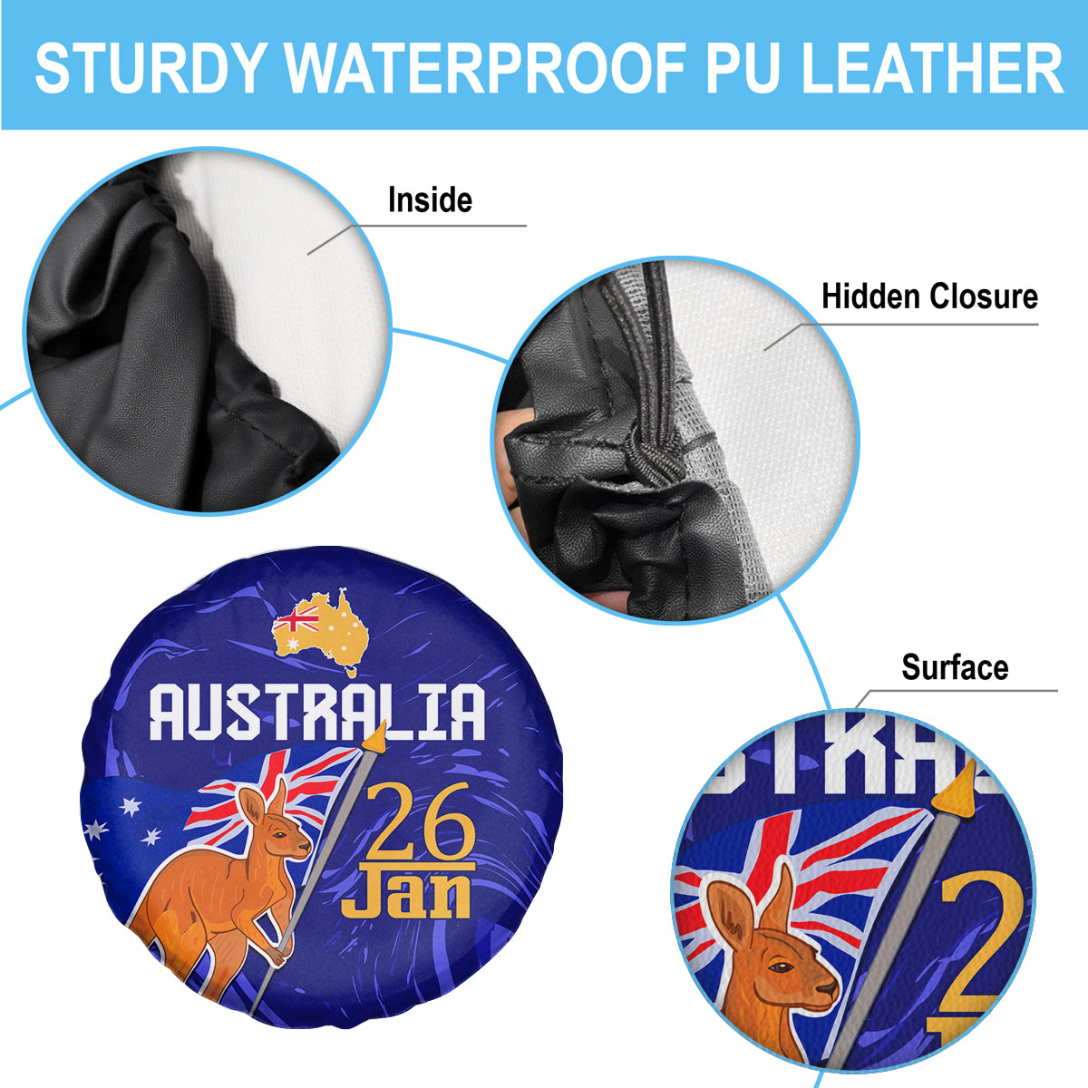 Proud To Be Australia Day Spare Tire Cover Kangaroo with Flag Color
