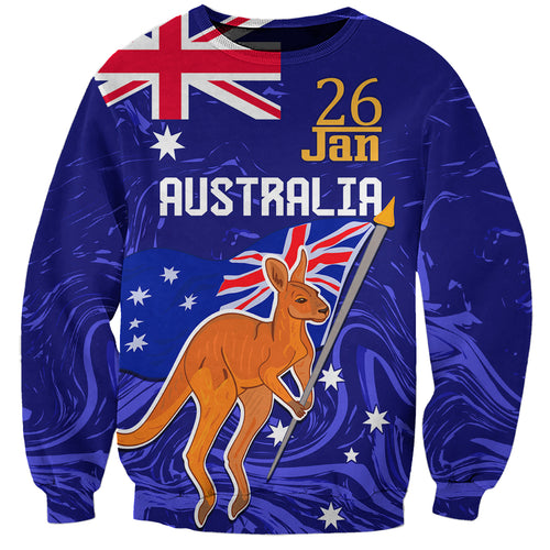 Proud To Be Australia Day Sweatshirt Kangaroo with Flag Color