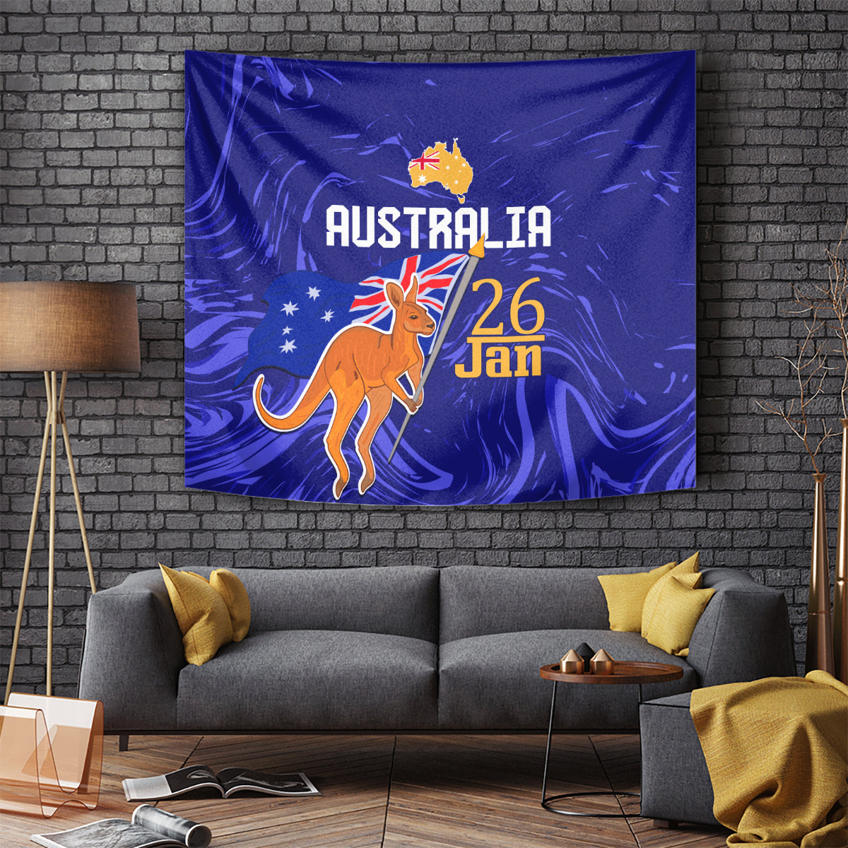 Proud To Be Australia Day Tapestry Kangaroo with Flag Color