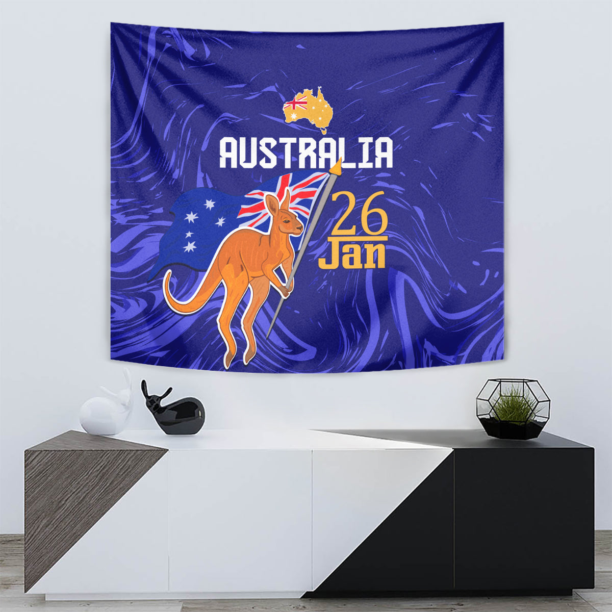 Proud To Be Australia Day Tapestry Kangaroo with Flag Color