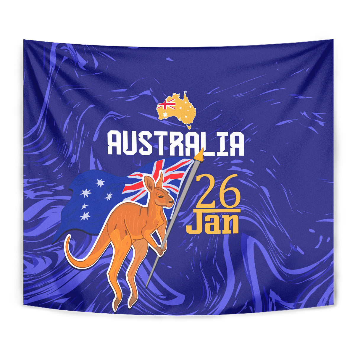 Proud To Be Australia Day Tapestry Kangaroo with Flag Color