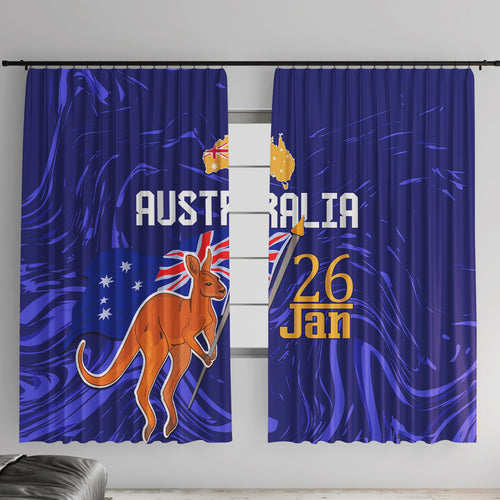 Proud To Be Australia Day Window Curtain Kangaroo with Flag Color